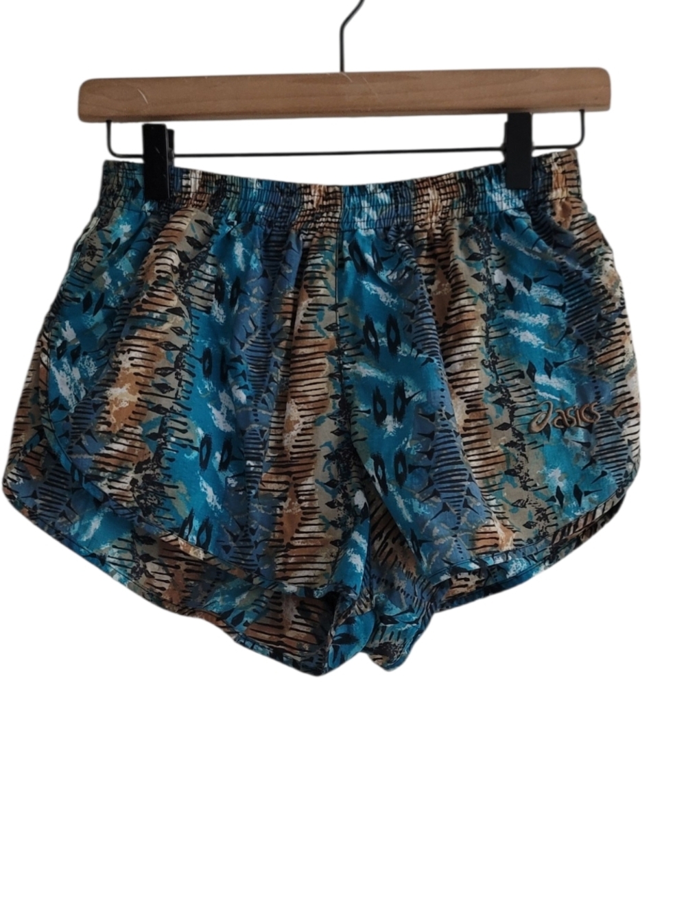 VTG ASICS Women's Medium Blue Multicolor Athletic Running Shorts Lined 90s